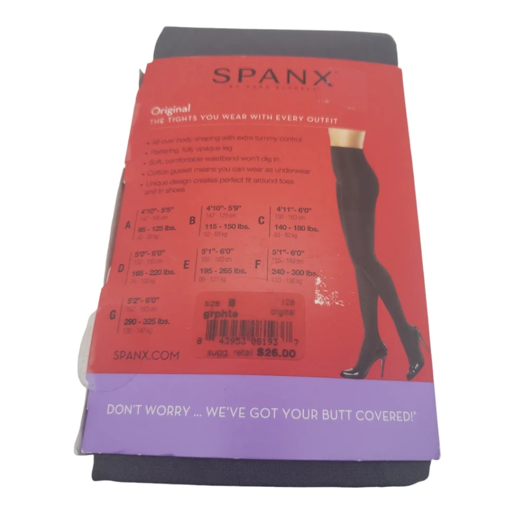 SPANX Tight End Tights New in Packaging Size B Graphite Retail $28